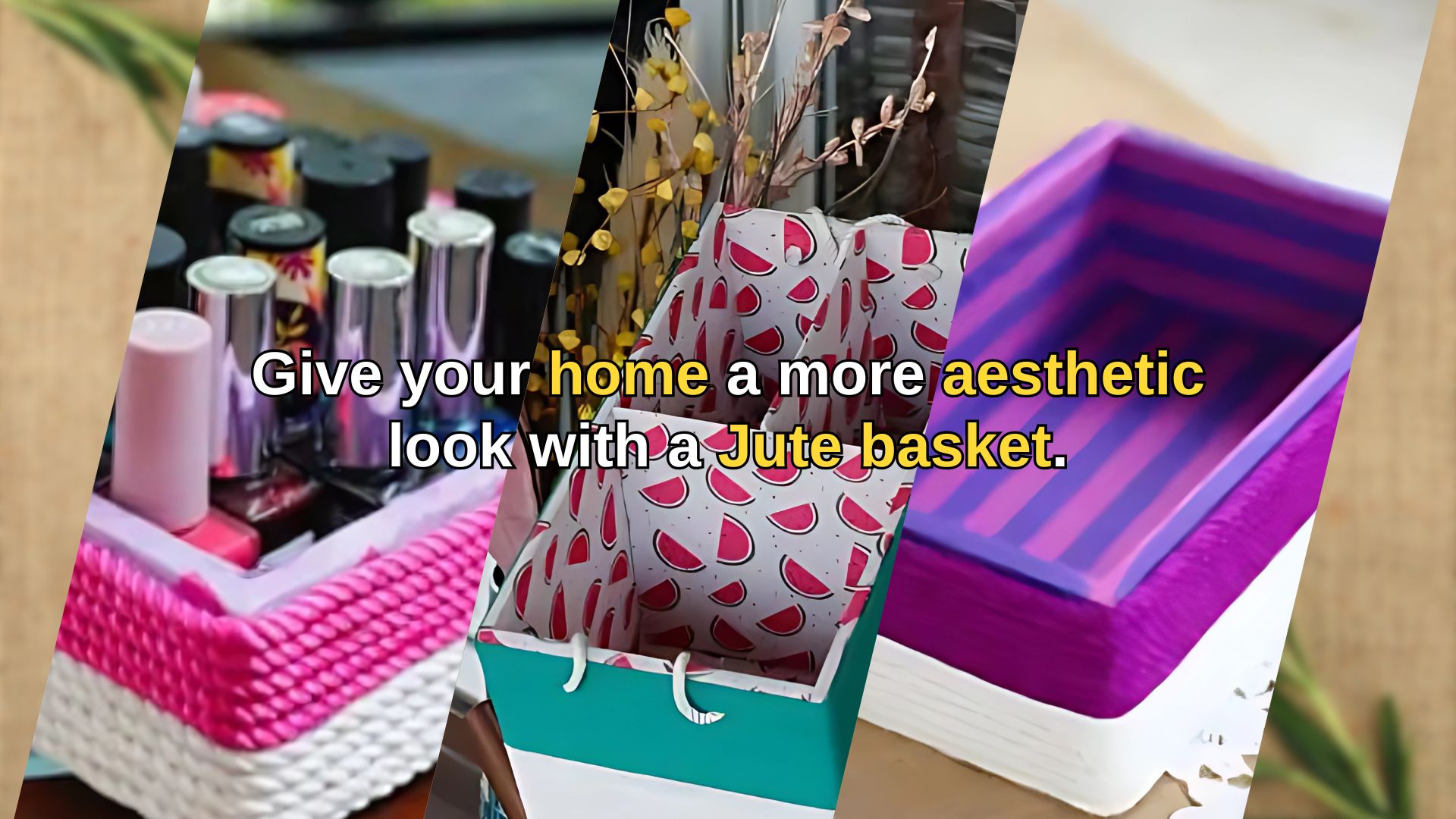 A beautiful jute basket with a lid for storage and gifting.