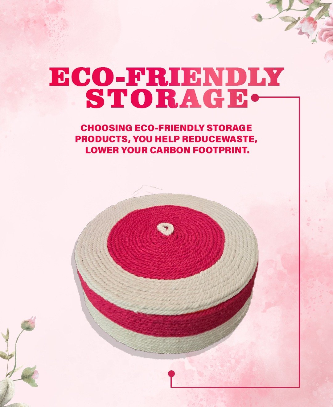 Eco-friendly jute baskets used for sustainable storage solutions in a modern home.