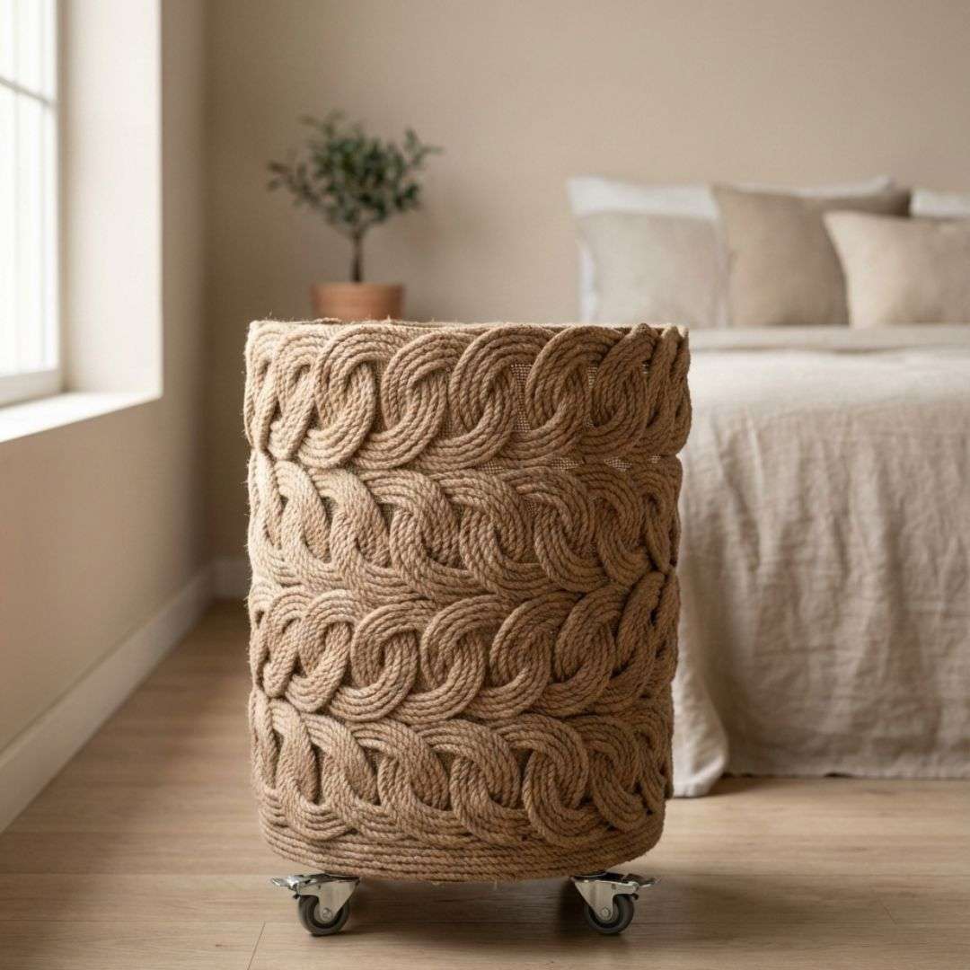Luxe laundry basket with wheels