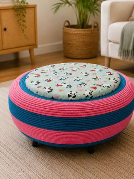Panda Print Pink Luxe Ottoman