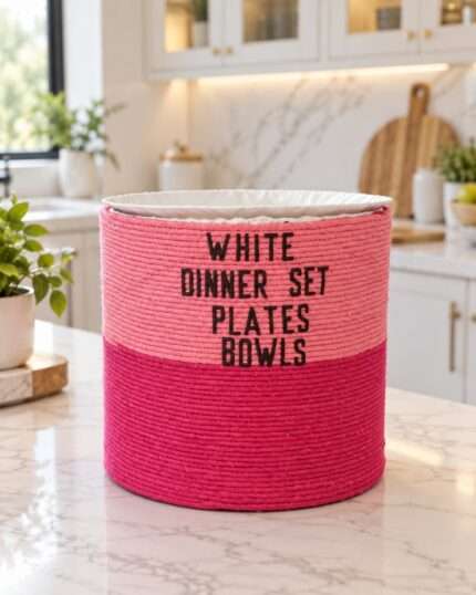 Large Woven Dinner Plate Storage Basket